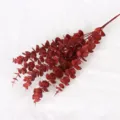 Red artificial eucalyptus branch fake flowers for home decor wedding party floral arrangement - Burgundy