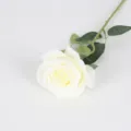 Elegant single stem white silk artificial rose flower for home wedding decoration - White