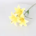 Artificial 3-head lily flower branch for home decor, wedding arrangement, realistic faux floral. - Yellow