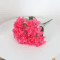 Artificial bougainvillea flower bunch, 5-prong faux pink plant for home wedding decor. - Rose Red
