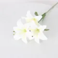 3-Head Artificial Lily Flower Simulation Floral Arrangement for Home Wedding Decor - White