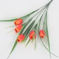 Bouquet de tulipes artificielles orange à 5 têtes pour décoration de maison et fête - Orange