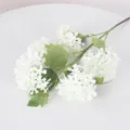 5-head artificial snow hydrangea flower branch for home wedding decor and floral arrangement. - White