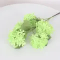 Artificial snow hydrangea flower branch, 5 heads fake floral arrangement for home decor. - Green