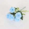 5-head artificial blue chrysanthemum flower bouquet for home decoration and DIY floral arrangement. - Blue