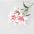 Artificial lily flower stem 3 heads fake floral arrangement for home wedding decor sku - Pink Heart Charm