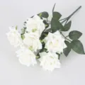 White artificial rose bouquet 7 heads fabric fake flowers for home wedding decor variant - White