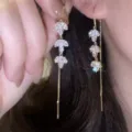 Elegant gold-plated flower tassel earrings with sparkling marquise-cut crystals. - Long Tassel Flower Cluster Style (E2309) / Gold (E2309 Rhinestone)