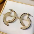Elegant gold-plated C-shaped earrings with mesh texture for luxury fashion style - Textured C-Shape Style (E2466) / Gold