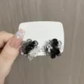 Elegant vintage black and white flower stud earrings in a unique resin floral design - Resin 3D Floral Style (E3371 Gold) / Gold
