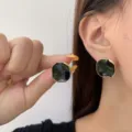 Elegant vintage minimalist black and gold irregular square stud earrings for women - Irregular Square Enamel Style (E3554 Gold Black) / Gold Black