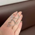 Silver heart-shaped clip-on earrings in minimalist French vintage style - Open Heart Coil Ear Clip Style (E2739 Silver) / Silver