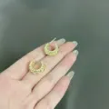 Eleganti piccoli orecchini a cerchio intrecciati in oro stile coreano accessorio moda - Stile Forma a C Corda Intrecciata (E1729) / Oro