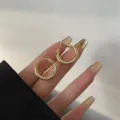 Vintage minimalist gold-tone chunky hoop earrings for women, classic elegant daily jewelry. - Simple Hoop Earrings (E4842) / Gold