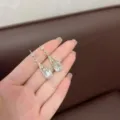 Elegant vintage teardrop crystal drop earrings with halo setting for women's gift - Teardrop Clear Rhinestone Pendant Style (E2807金白) / Silver