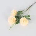 3-Head Artificial Peony Flowers Fake Silk Flower Bouquet for Home Wedding Party Decor - Champagne
