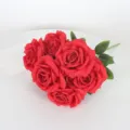 Nordic style 7-head red artificial rose bouquet fake flower for wedding home decor - Red