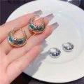 Elegant gold-finished chunky hoop earrings with beaded edge detail for women - Beaded Edge Style / Gold (E3355)