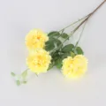Fiore Finto Peonia Artificiale 3 Teste Giallo in Seta per Decorazione Casa Matrimonio Festa - Giallo
