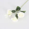 Single stem of realistic 4-head white artificial lisianthus flowers for home decor - Creamy White