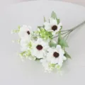 12-head artificial daisy bouquet white flower faux floral arrangement for home decor - White