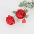 Lifelike red flocked Persian buttercup artificial flower for wedding and home decor - Red
