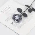 Elegante rosa artificial negra y blanca para decoraciones góticas de Halloween - Rosa Nuevo Estilo (36cm) / Negro y Blanco