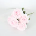 Artificial rose bouquet 7 heads pink fake flowers home wedding party floral decor table ornament - Light Pink