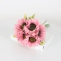 Bouquet de 6 tournesols artificiels roses, arrangement floral en soie pour décoration - Rose