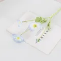 Flocked artificial poppy flower bouquet home decor wedding party faux floral arrangement light blue - Broken Ice Blue