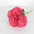 Artificial rose flowers 7 heads pink fake bouquet for home wedding party decor floral arrangement - Rose Red
