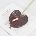 Dark red 3D printed soft rubber anthurium artificial flower for home decor and wedding floral. - Burgundy