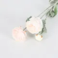 Artificial 3-head flocked ranunculus flower in soft peach for wedding home decor - Light Pink