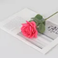 Realistic single stem pink artificial rose flower for home and hotel room decoration - Rose Red