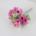 Artificial daisy bouquet 12 heads pink faux flowers for home garden party floral decoration - Rose Red