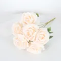 Nordic 7-head artificial rose bouquet for home wedding party floral decor and styling. - Champagne
