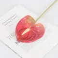 Artificial Anthurium flower 3D soft rubber fake flamingo flower for home wedding decor - Light Red