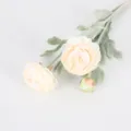 Artificial 3-head flocked ranunculus flower in light cream for wedding decor - Champagne