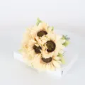 Élégant bouquet de 6 tournesols artificiels jaune crème pour la décoration intérieure - Champagne