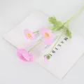 Flocked artificial poppy flower branch pink decorative faux floral bouquet for home wedding decor - Light Purple