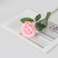 Single branch of premium moisturizing artificial pink rose flower for elegant home decor - Pink