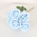 Nordic style 7-head artificial rose bouquet light blue fake flowers for home wedding decor. - Blue