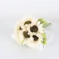 Élégant bouquet de 6 tournesols artificiels blanc crème pour la décoration de table. - Blanc