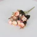 Bouquet di camelie artificiali, piccoli fiori finti rosa per decorazione casa e matrimonio. - Champagne