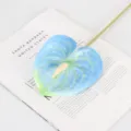 Artificial anthurium flower simulation plant blue green gradient floral home decor prop - Blue