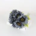 Bouquet de 6 tournesols artificiels gris-bleu élégant pour déco - Bleu Brume