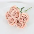 Nordic style 7 heads artificial rose flower bouquet for home decor and wedding party - Light Coffee
