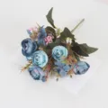 Bouquet di camelie blu artificiali finto fiore decorativo per hotel giardino casa - Blu
