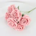 Nordic 7 heads pink artificial rose flower bouquet for home wedding party decor variant - Peach Pink