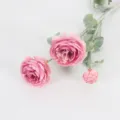 Levensechte 3-koppige roze gevlochten kunstmatige Ranonkel voor huis- en bruiloftsdecor - Oudroze